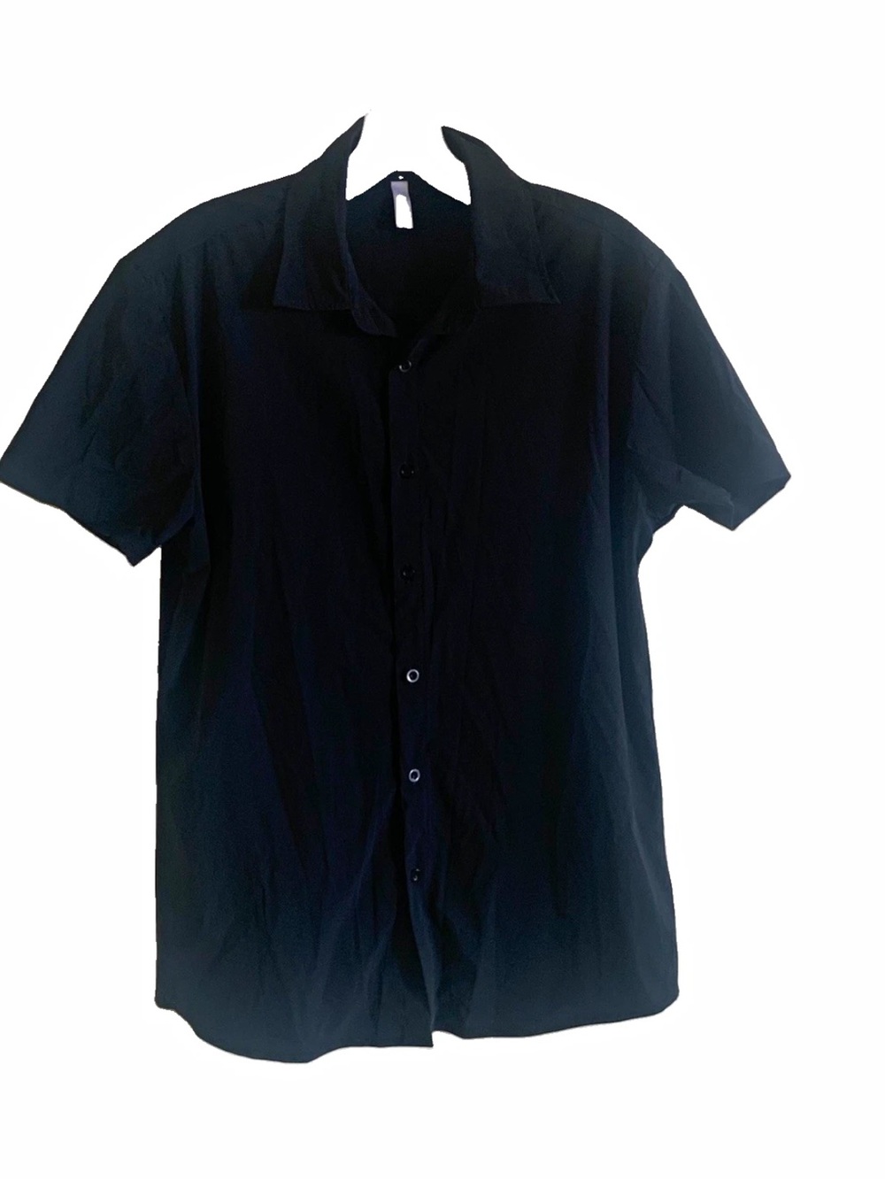 Women’s Black Short-Sleeve Button-Up Shirt